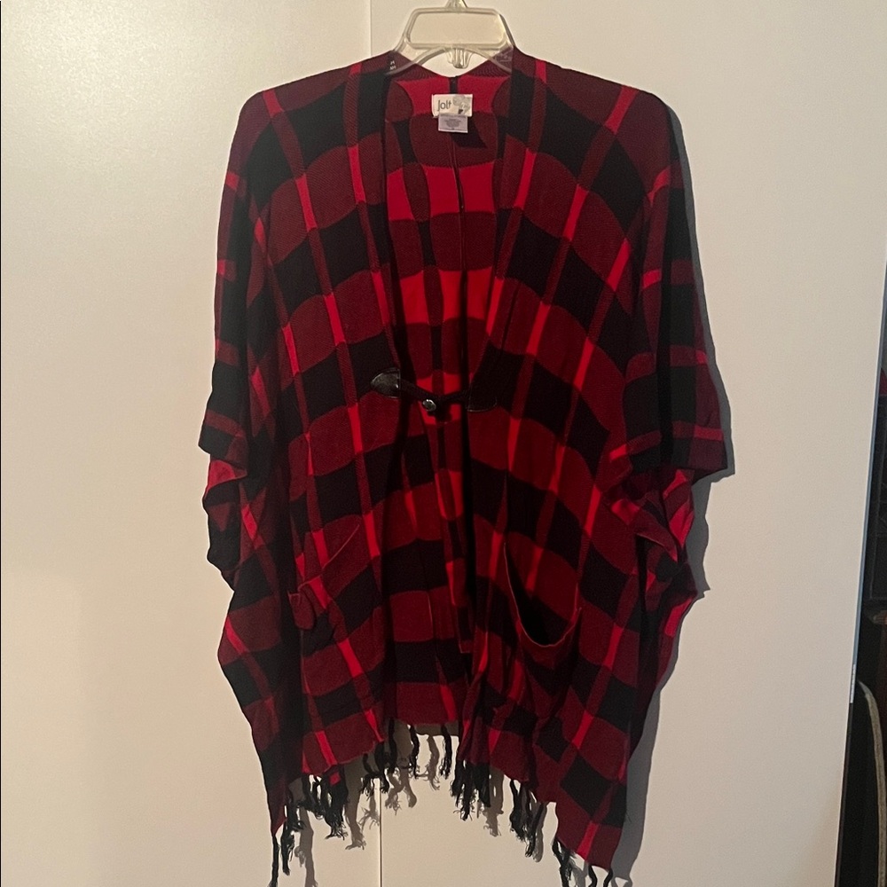 Jolt Red and Black Knit Poncho